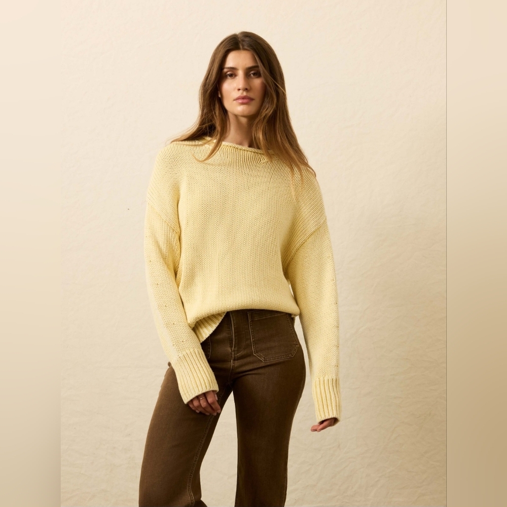 Faherty 100% Cotton Yellow Rollneck Sweater Medium